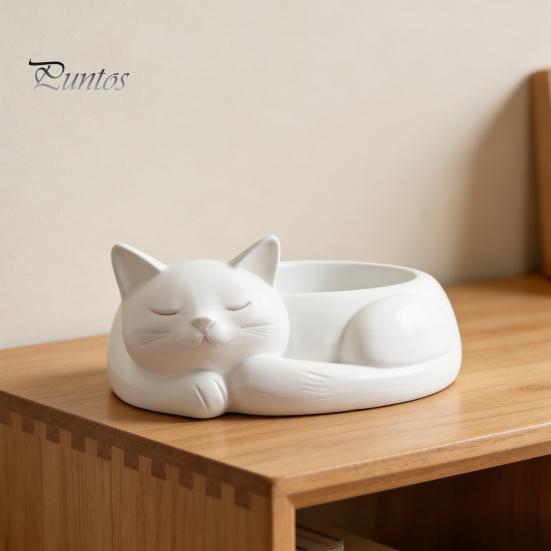 Pot de fleurs chat mignon Support de rangement pour bijoux imprimé en 3D, Pot de fleurs pour succulentes, Style de décoration à texture délicate nordique Organisateur de bureau pour bagues