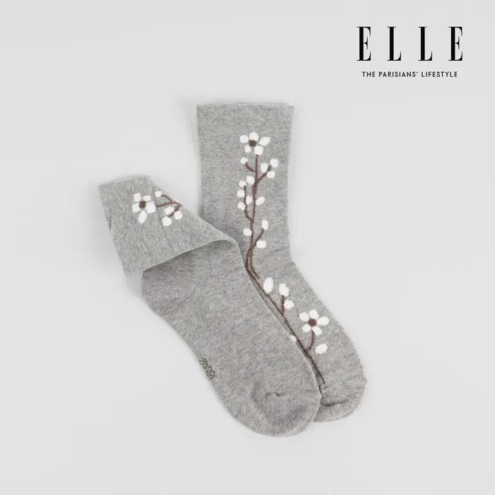 [3PACK] ELLE Tactel Flower Long Socks Mixed Colors