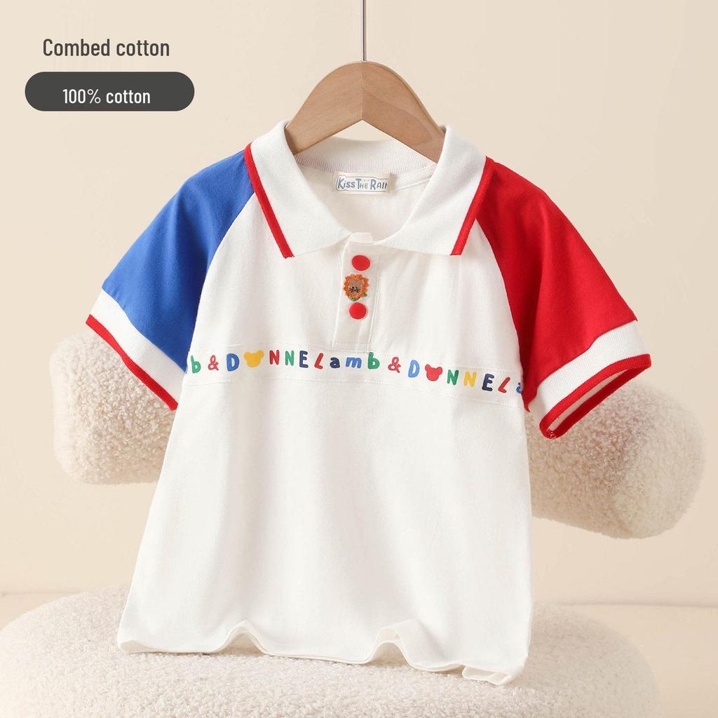Children's Cotton Polo Shirt: Boys' Short Sleeve Summer Top for Kindergarten and Primary School