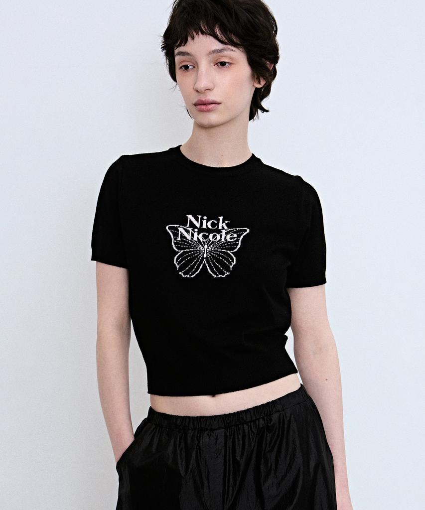 Nigaennikol Mini Butterfly Signature Half Knit_Black