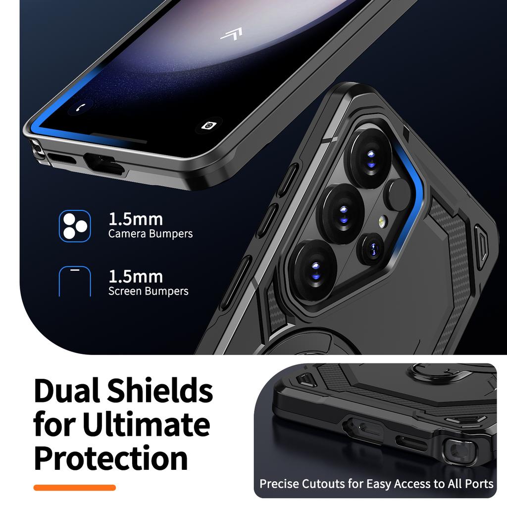 Heavy Duty Magnetic Ring Bracket Case For Samsung S26 S25 S24 S23 Plus Ultra FE A57 A17 A56 A36 A26 A16 A55 A35 Bumper Cover