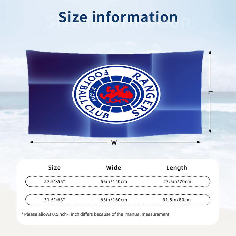 Asciugamano da Spiaggia Rangers FC Stampa Asciugatura Rapida Microfibra Assorbente Portatile da Viaggio Asciugamano da Nuoto