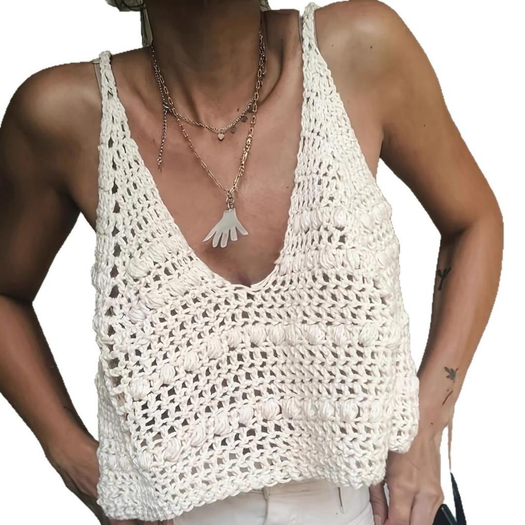 European and American summer clothes new casual woven vest knitted hollow sling vest sweater