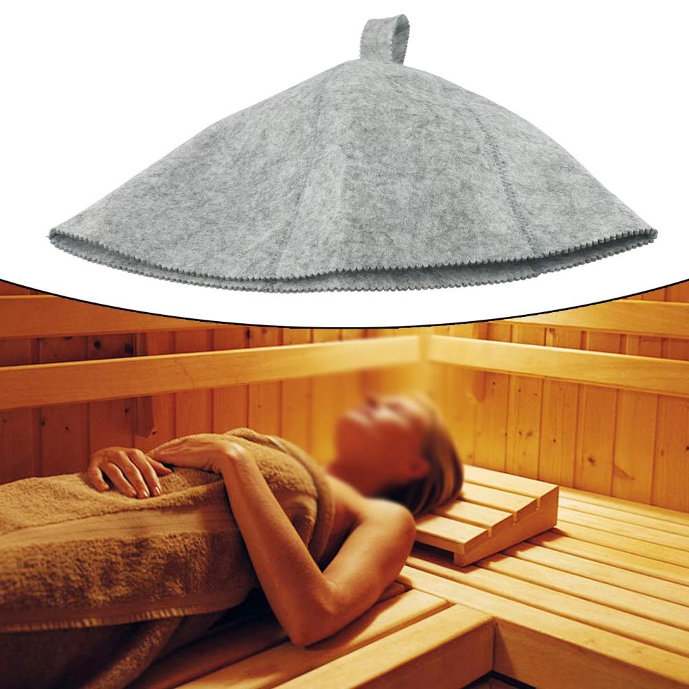 

Thermal Protection Sauna Hat Breathable Felt Steam Room Cap Sauna Accessory Spa Session сірий
