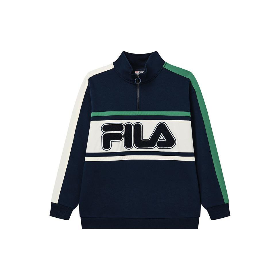 FILA Sweatshirts Unisex Blue Stand Collar Moderate Regular F11U239299FDB XL