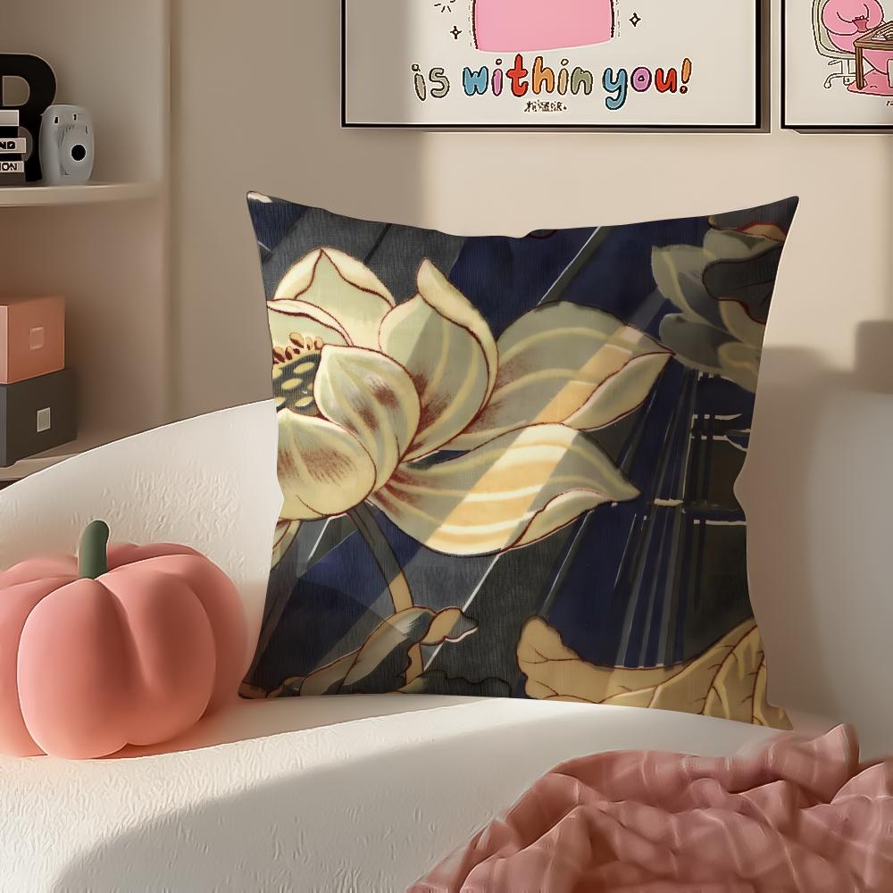 French Textile Floral Art Cushion Cover Pillowcase Short Plush Invisible Zipper Room Sofa Cushion Cover