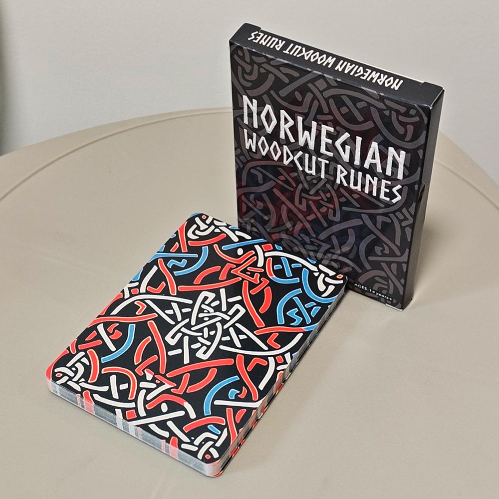 10.4*7.3cm Norwegian Woodcut Runes Deck 24 Cards Oracle Deck Elder Futhark Runes