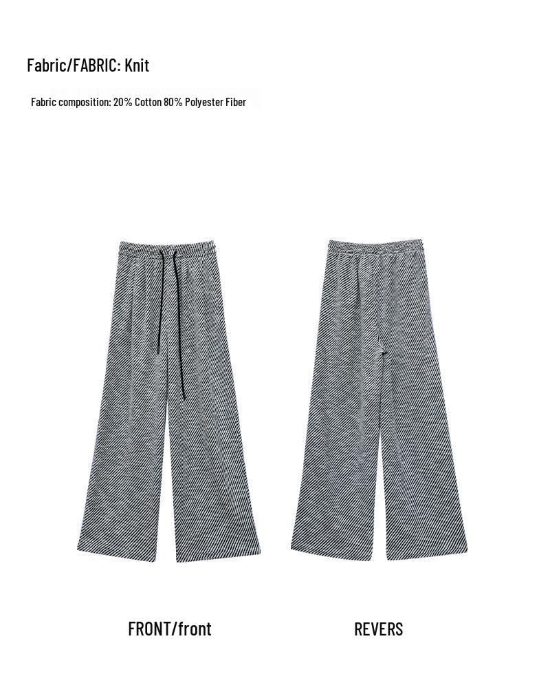 Women's Gray Striped High-Waisted Wide-Leg Pants - Floor-Length Slimming Drapey Trousers