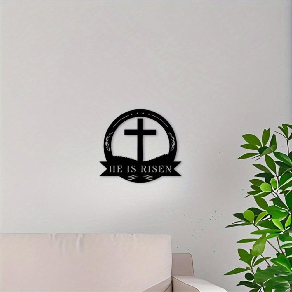 Christian Cross Wall Art Black Iron Religious Decor for Home Church