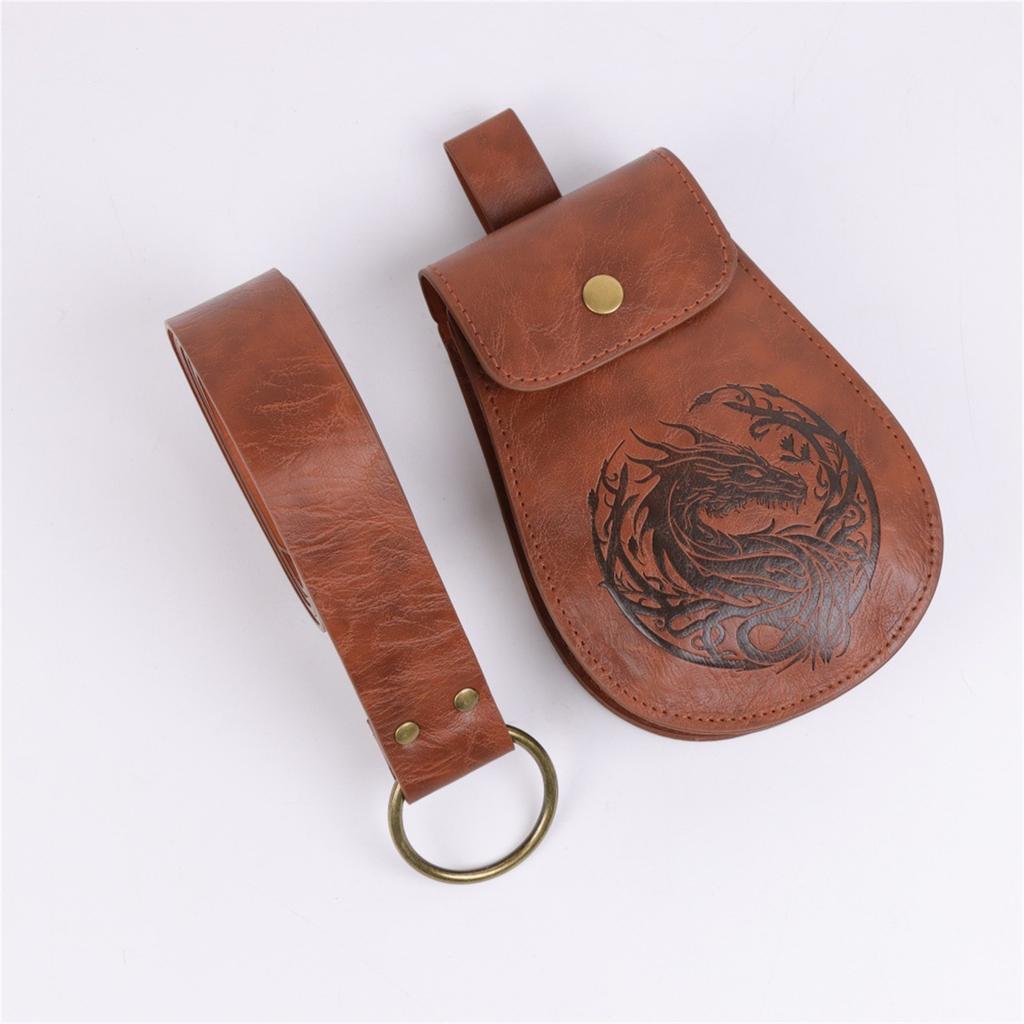 Medieval Belt Bag With Adjustable Strap For Coins Keys Essential PU Leather Waist Bag Unisex Cosplay Costume Accessory