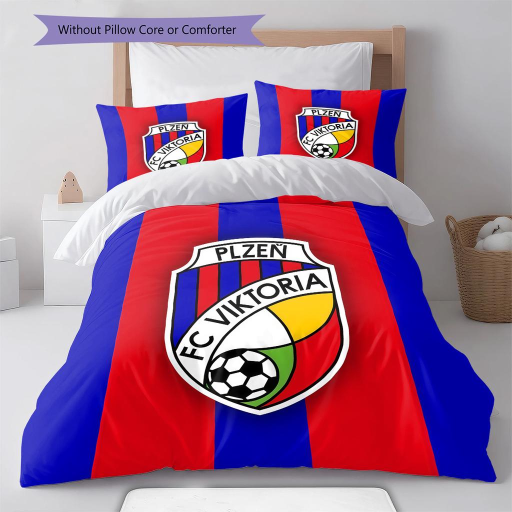 FC Viktoria Plzeň Pattern Bedding Quilt Set Quilt Cover Pillowcase Home Decoration Birthday Gift (1 * Duvet Cover + 2 * Pillowcase, Without Core)