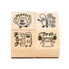 Taiyo Tomar Monster Rating Rubber Perfect Good Stamps, 4-Piece Set, Check, Fight, RT-ic4mon-S03