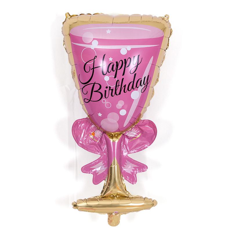 Champagne Whiskey Wine Bottle High Stem Glass Balloon for Parties and Celebrations