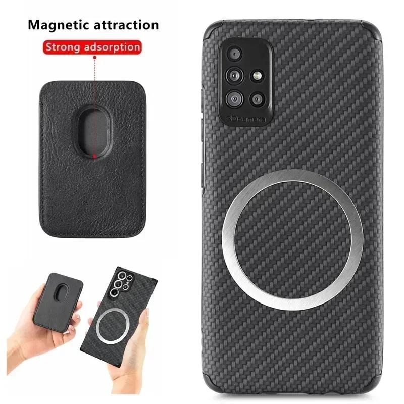 Per Samsung Galaxy S2 S24 S23 FE S21 S20 S22 Note20 Ultra Note 10 9 Plus Portacarte Portafoglio Custodia Magnetica in Fibra di Carbonio