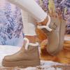 Fashion Thick Bottom Waterproof Pu Snow Boots Women 2025 Winter Metal Buckle Chunky Platform Furry Ankle Boots Warm Plush Casual Shoes