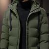 Outono inverno jaqueta masculina algodão acolchoado com capuz manga longa cordão blusão de comprimento médio para uso diário