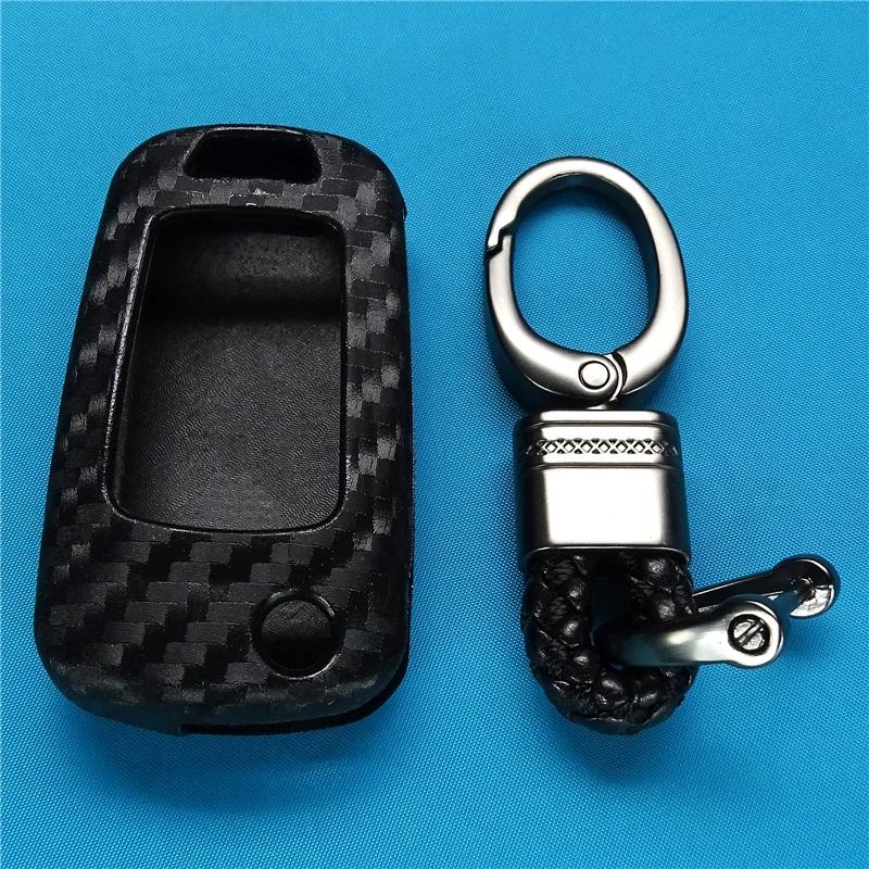 1 Pcs Carbon Fiber Silicone Car Key Cover For Chevrolet Camaro Malibu Cruze Aveo Trax Opel Astra Corsa Meriva Zafira Antara