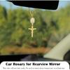 Steering Wheel Rosary Charm Accessory, Charm for Car Rearview Mirror, Catholic Rosary Hanging Pendant with Crucifix Cross, Virgin Mary Charms & Rope