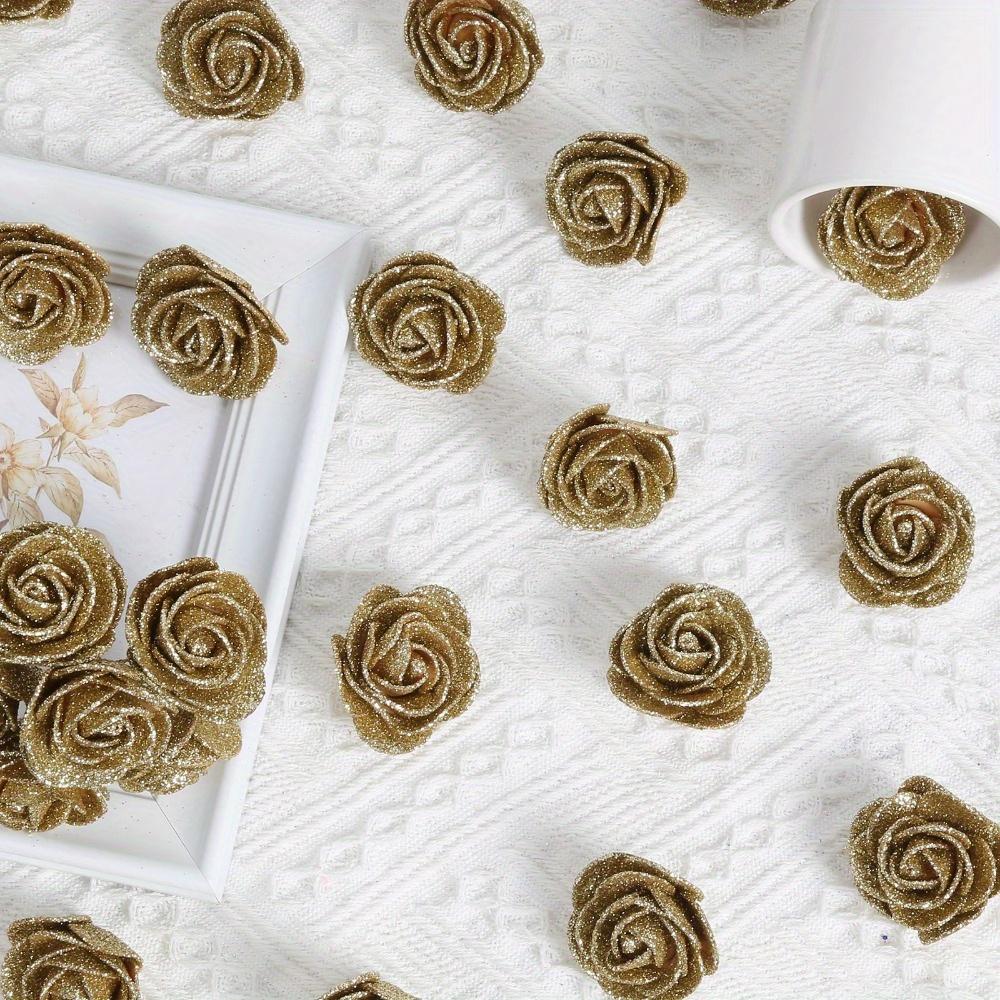 120 Pcs Foam Glitter Roses Artificial Flowers Glitter 4.5cm Foam Rose with Stems for DIY Wedding Home Party Valentine'S Day Mother'S Day