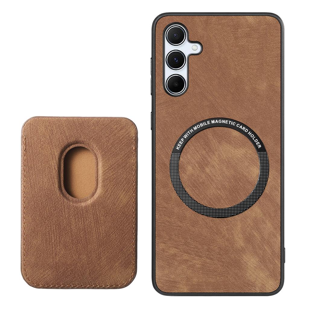 For Samsung Galaxy A55 5G Magnetic Case Leather Back Cover with Detachable Card Holder
