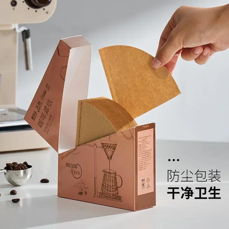 200piece Hand Brewed Coffee Filter Paper Disposable Fan-shaped Coffee Powder Filter Papers Drip  Coffeemaker Cone Leach Papers
