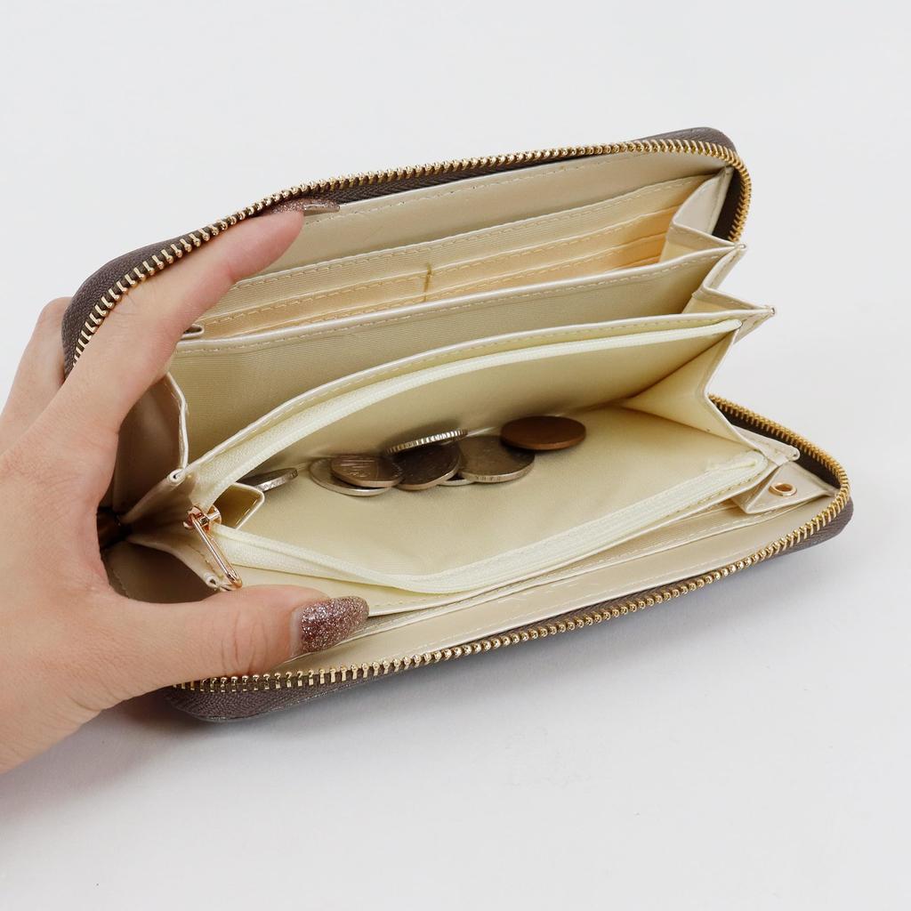 Long Large Round with Card Smooth Octagonal Lucky Feng Brand [Ryoko Kikuchi] Women's Wallet, Capacity, Zipper, Case, Finish, Brooch, Auspicious,