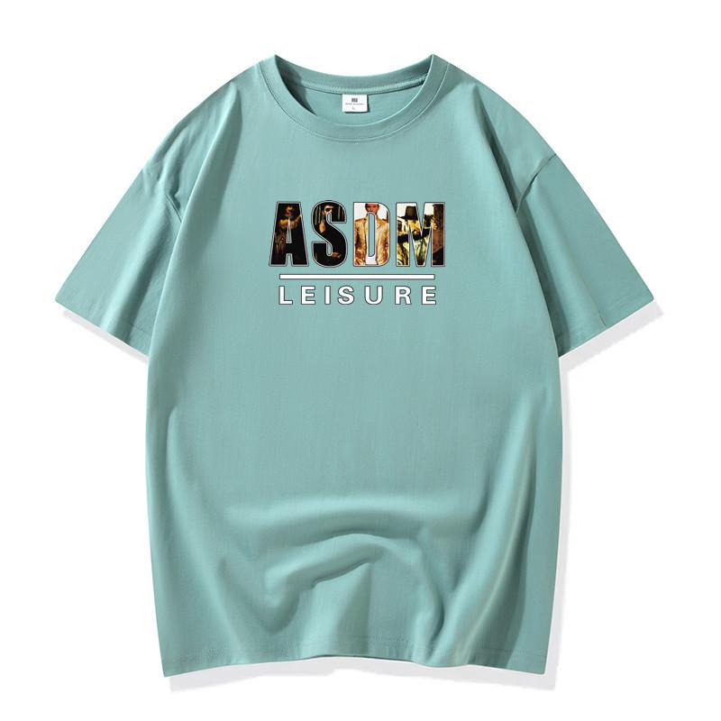 

Мужская модная футболка ASDM с короткими рукавами, футболка из чистого хлопка, S-6XL S светло-зеленый