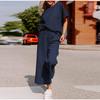 Sets for Women Summer Lounge Sets O-Neck Tops Wide Leg Crop Pants Vacation Travel Outfits