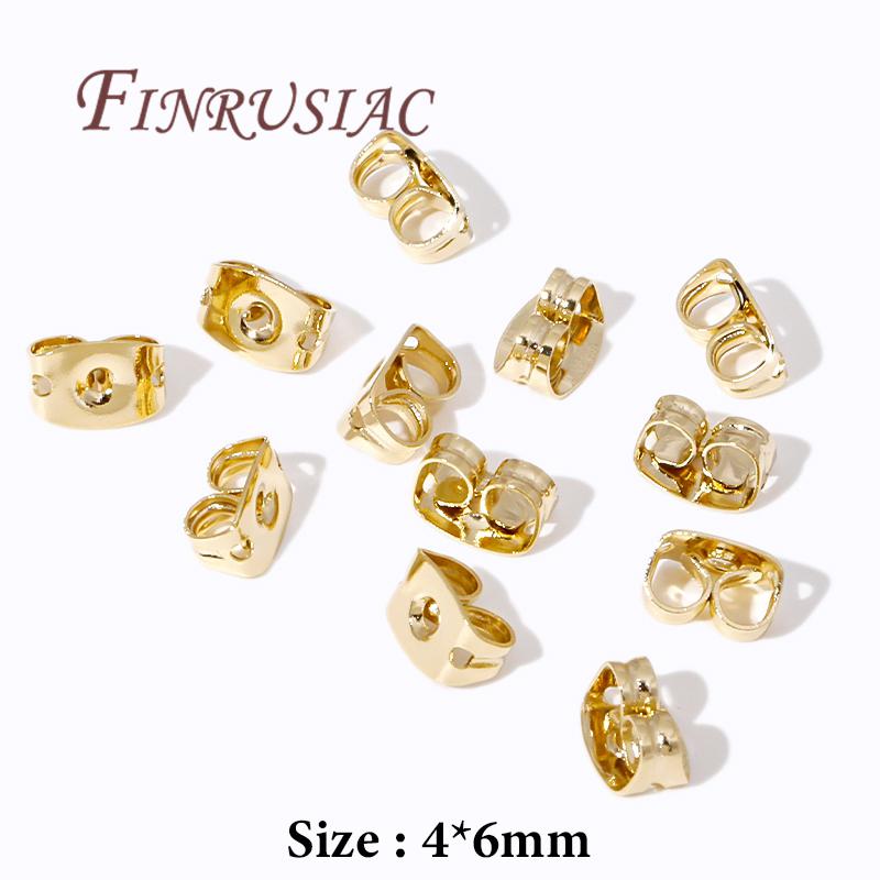 50Pcs/Lots Ear Locking For Studs Earing Plug 14K Gold Plated Earring Backs Stopper Supplies For Jewelry,DIY Earring Accessories
