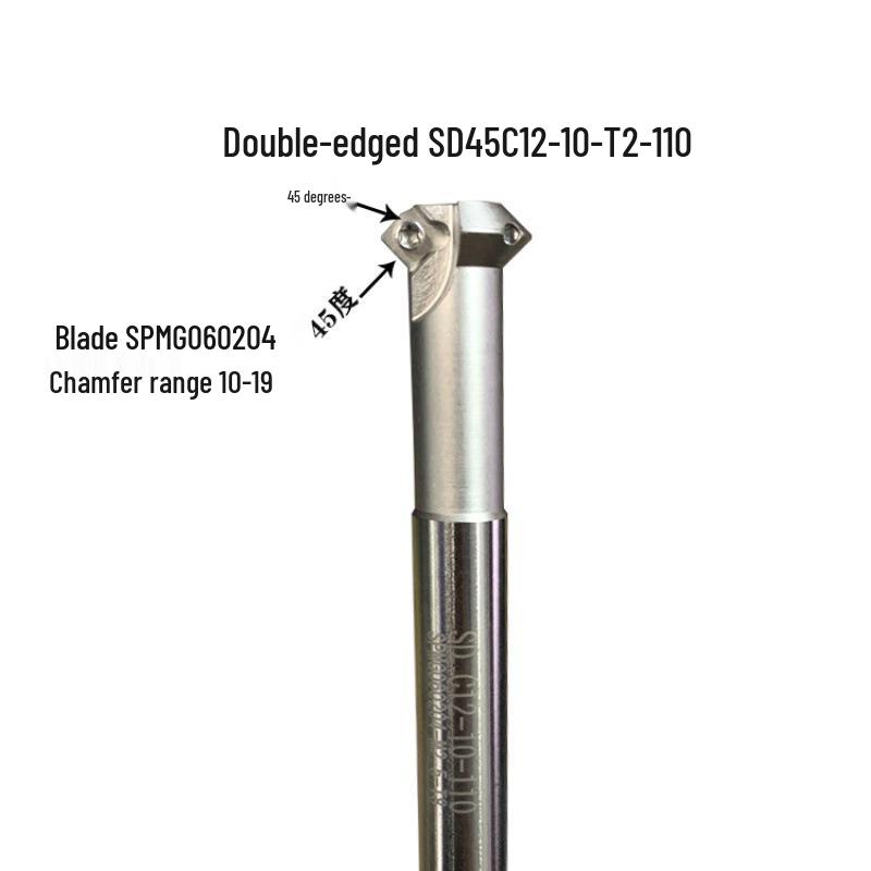 45° CNC Chamfer Tool, 2-Flute, Inner Hole, 90° Up/Down, Internal/External, Trimming, Deburring, Rounding.