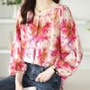 Women's Tops Loose Long Sleeve Chiffon Floral Shirt