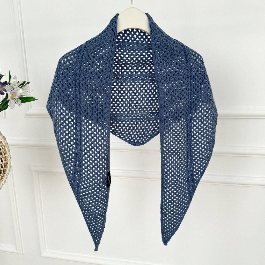 Versatile hollow knitted triangle scarf shawl spring and summer four seasons outer shawl scarf multi-purpose fart curtain waist scarf