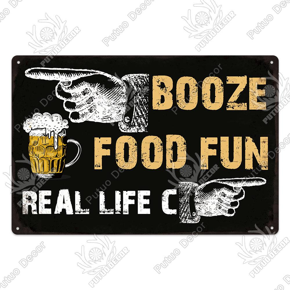 Putuo Decor Funny Beer Metal Sign Vintage Plaque Tin Sign Alcohol Drinker Sign for Bar Pub Club Man Cave Kitchen Wall Decoration