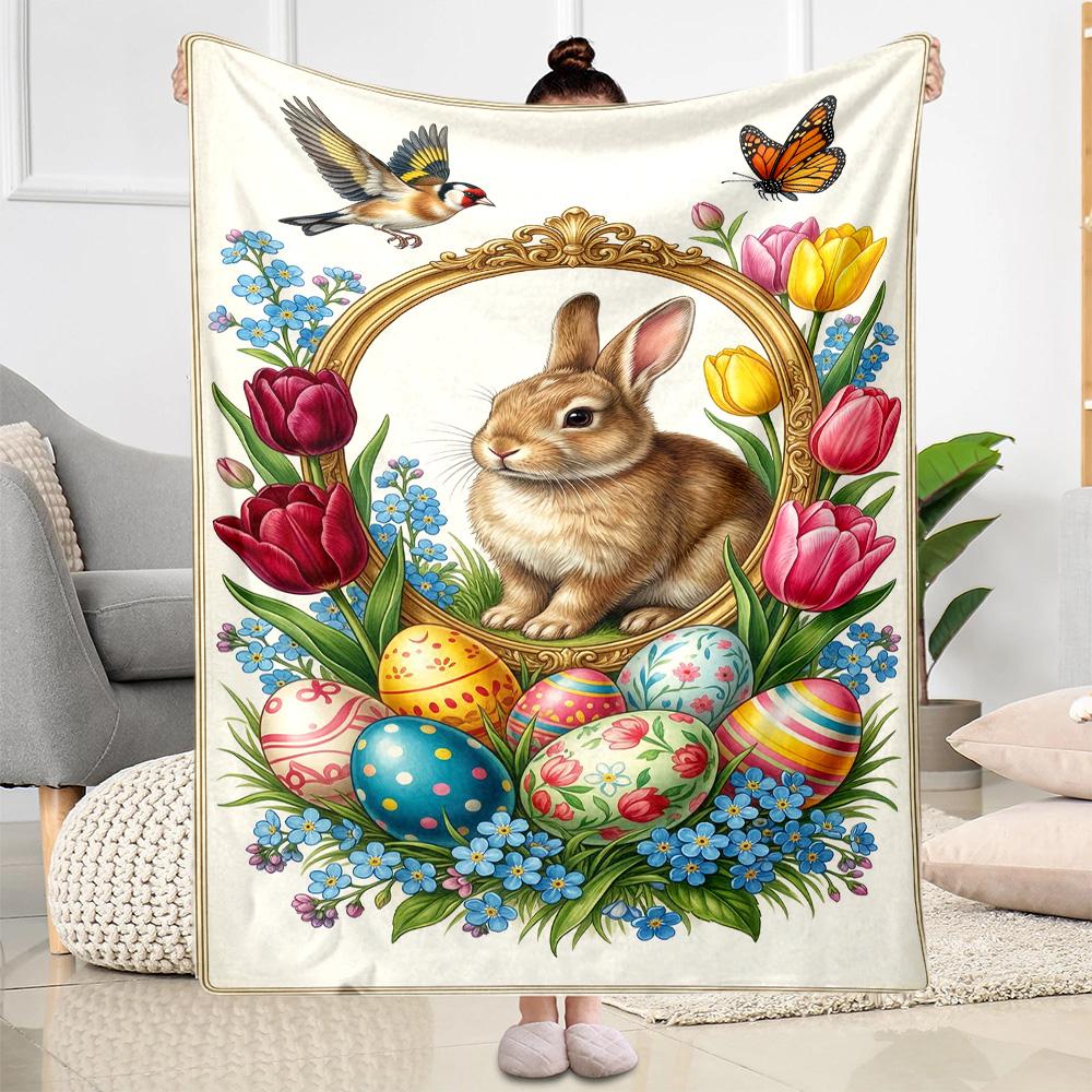Springtime Bunny Garden Blanket,Suitable for sofas, offices, travel, living rooms, Gifts to relatives and friends, Blanket,Suitable for all seasons.