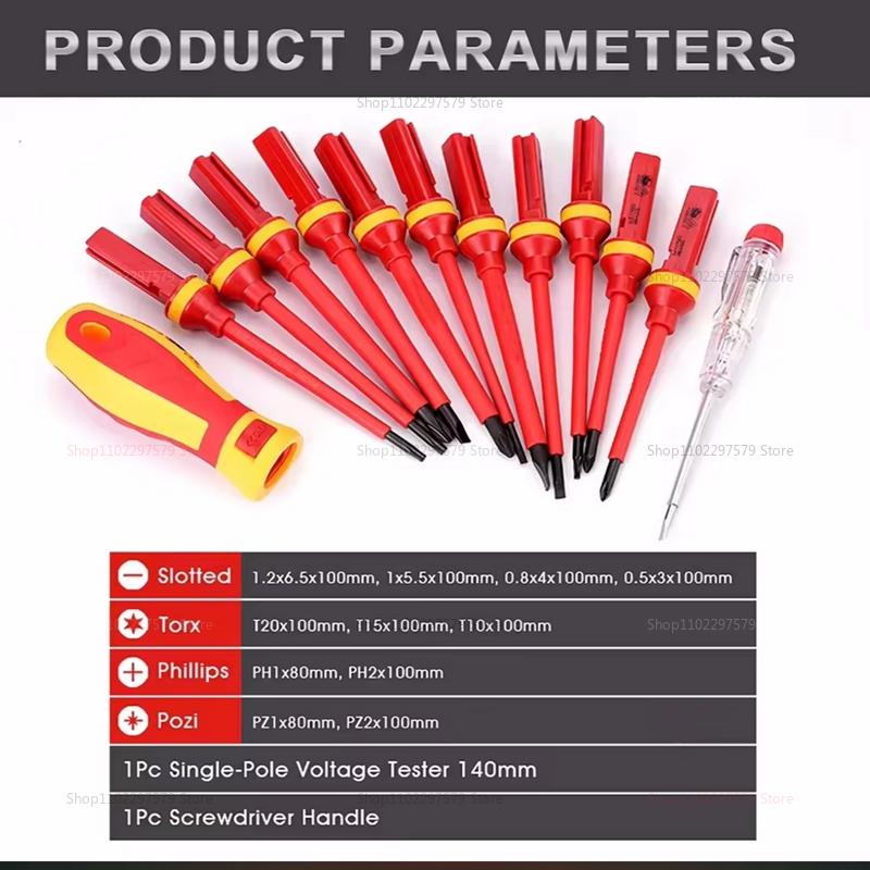 13pcs 8pcs Electrician Repair Tools Kit 1000V Insulated Changeable Screwdrivers Set Magnetic Bits Multi-Tool for Electrical Work