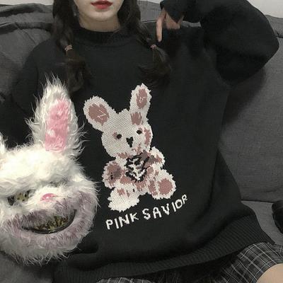 Pullover Oversize Herbst Winter Harajuku Hase Stricken koreanische Mode Y2K Damen Pullover Lose Pullover Gothic Grunge Kleidung