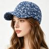 Floral Denim Structured Baseball Cap for Women Casual Adjustable Vintage Dad Hat