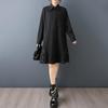 Long Sleeve Plus Size Black Vintage Floral New In Dresses for Women Casual Loose Midi Spring Autumn Shirt Dress