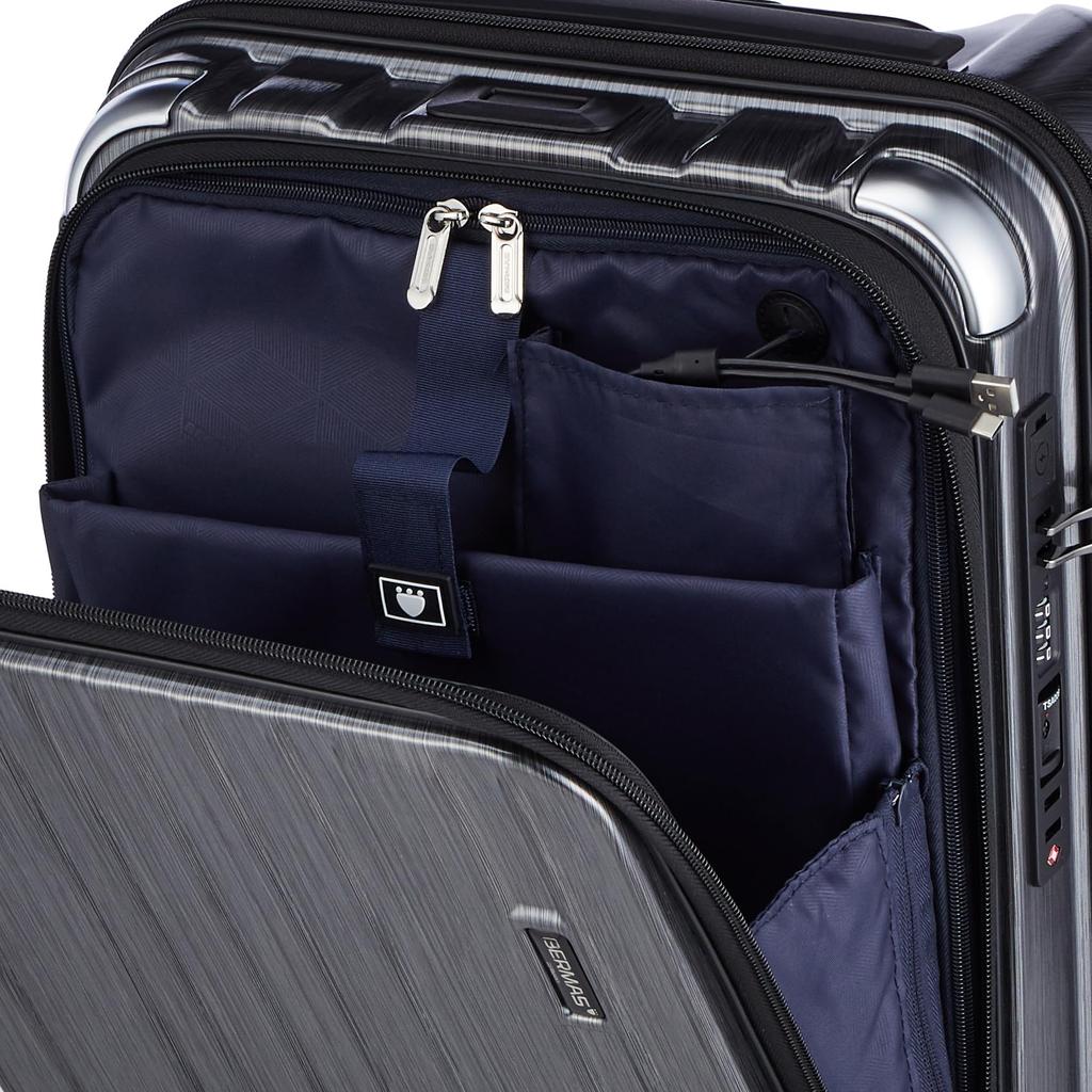 Suitcase Inter City Plus 60525 34L with Stopper Cup Holder Black Hairline [Barmouth] 3.2kg