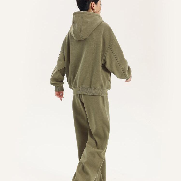 Women's Plus Size Casual Sporty Winter Fleece Hoodie & Pants Set