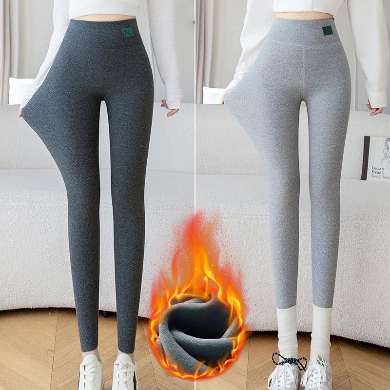 Women's Gray Velvet Leggings, Thick, High-Waisted, Slimming, Autumn/Winter 2026 Style
