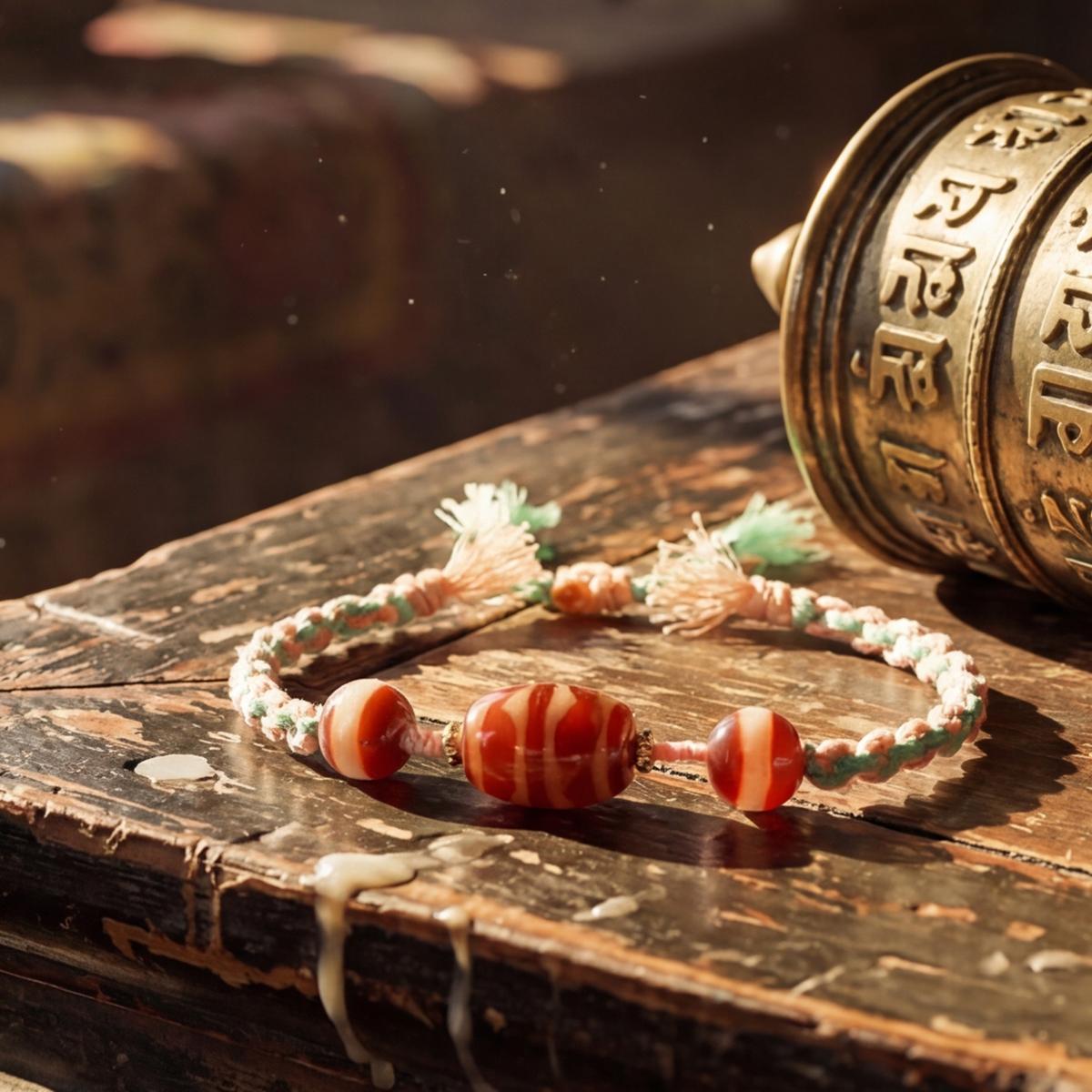 Lancui 2026 Original Design Hand-woven Cotton Wax Thread Tiger-tooth Agate Tibetan Vintage Bracelet Unisex Gift Intangible