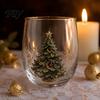 Lead Free Soda Lime Glass Christmas Cocktails Glass, Santa Snowman Reindeer Tree Design Tumbler, 300ml Lead-free Festive Seasonal Tumblers Holiday