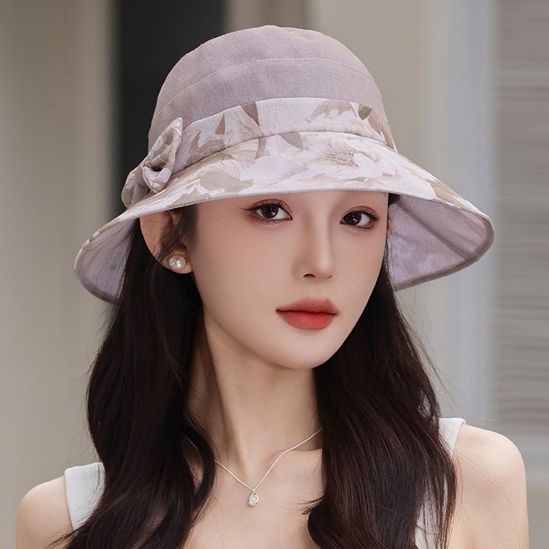 Fashion lace bucket hat women's summer new organza sunscreen hat shade UV protection versatile sun hat