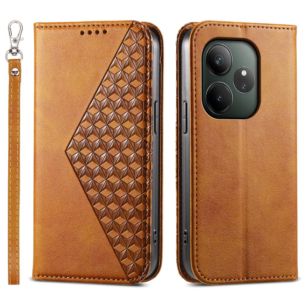 For Realme GT 6 5G Case Calf Texture PU Leather Phone Cover with Wallet
