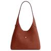 Coach Brooklyn 28 Logo Plaque Suede And Leather Shoulder Bag Large Women Shoulder Bag Clay CW637-B4AY