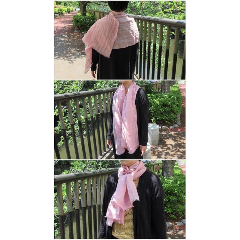Used [New] 100% Linen Stole, Large Size, Spring/Summer, Shawl, Hemp Scarf, Unisex, Plain, Made in India, Light Gray [.a all over the world] (Silver)