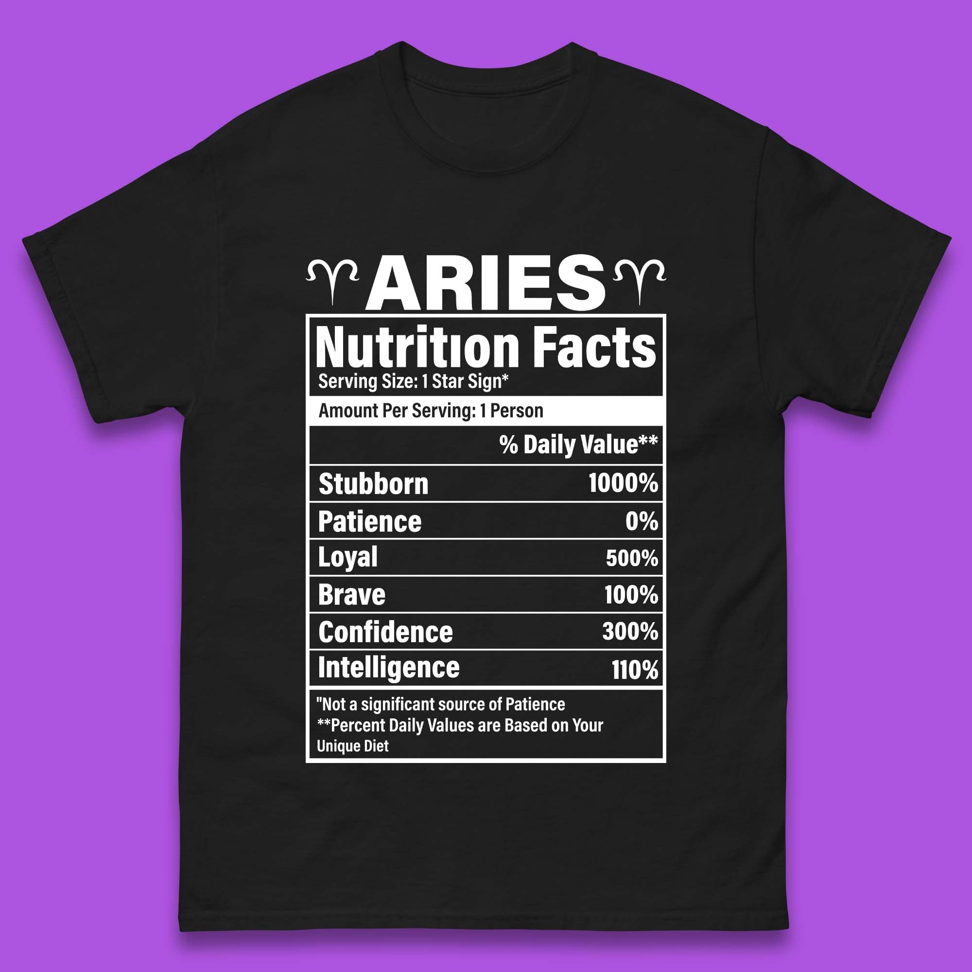 Aries Nutrition Fact Mens T-Shirt Womens Tops Tees XL
