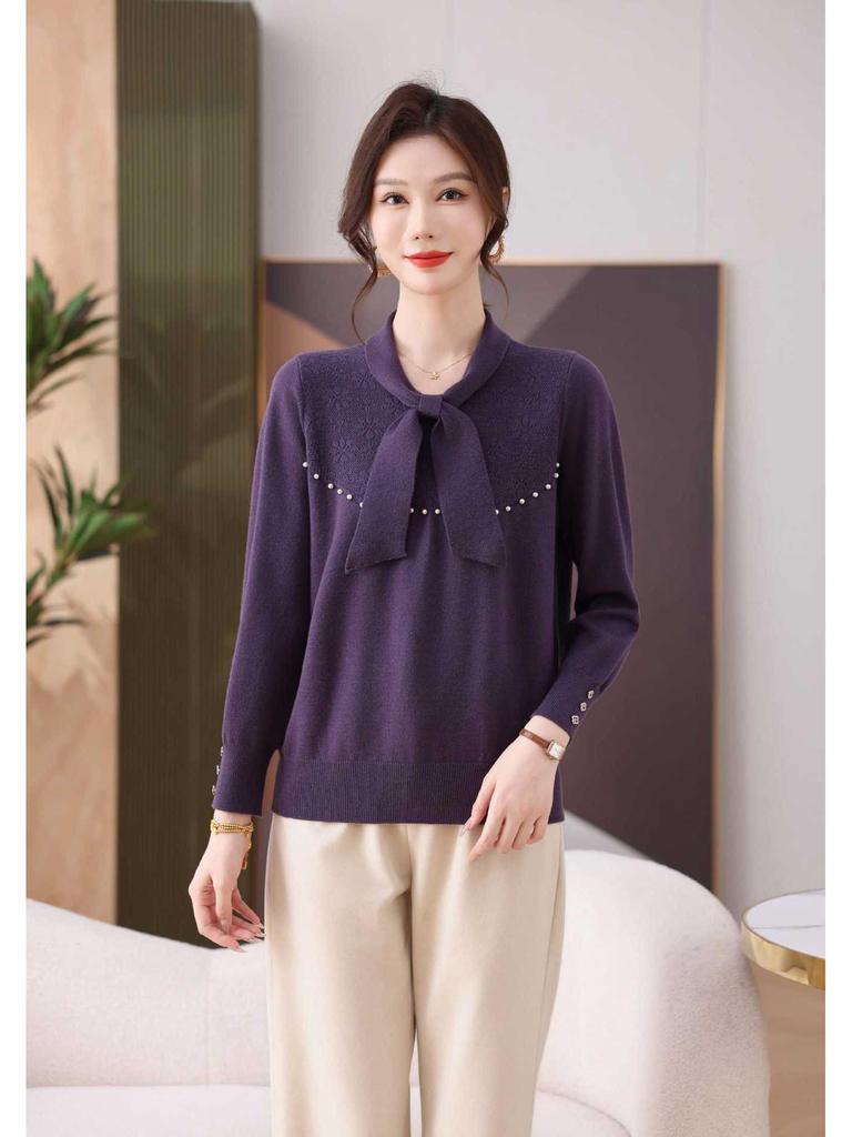 Women's High-End Wool Sweater: Slim Fit, Scarf Collar, Versatile Fashion Design