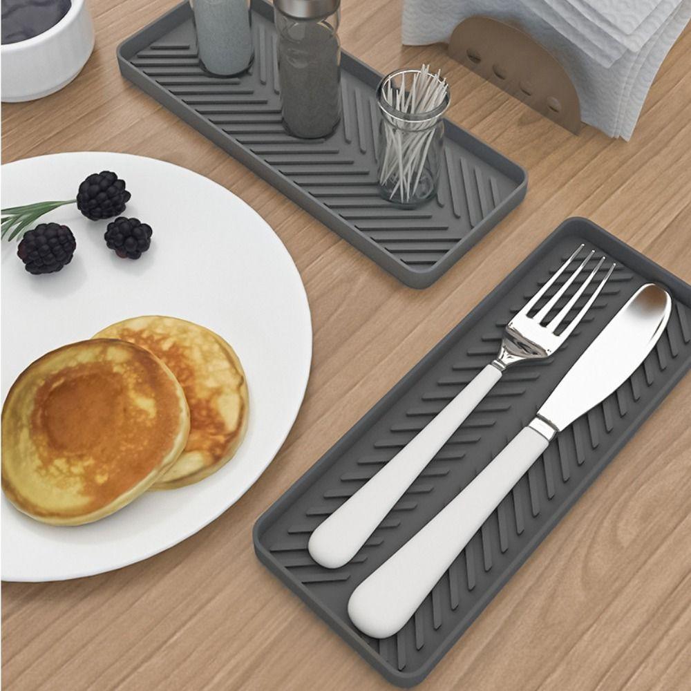 Heat Resistant Dishwasher Mat Non-slip Tea Cup Mat Tableware Silicone Dish Drying Mat  Kitchen
